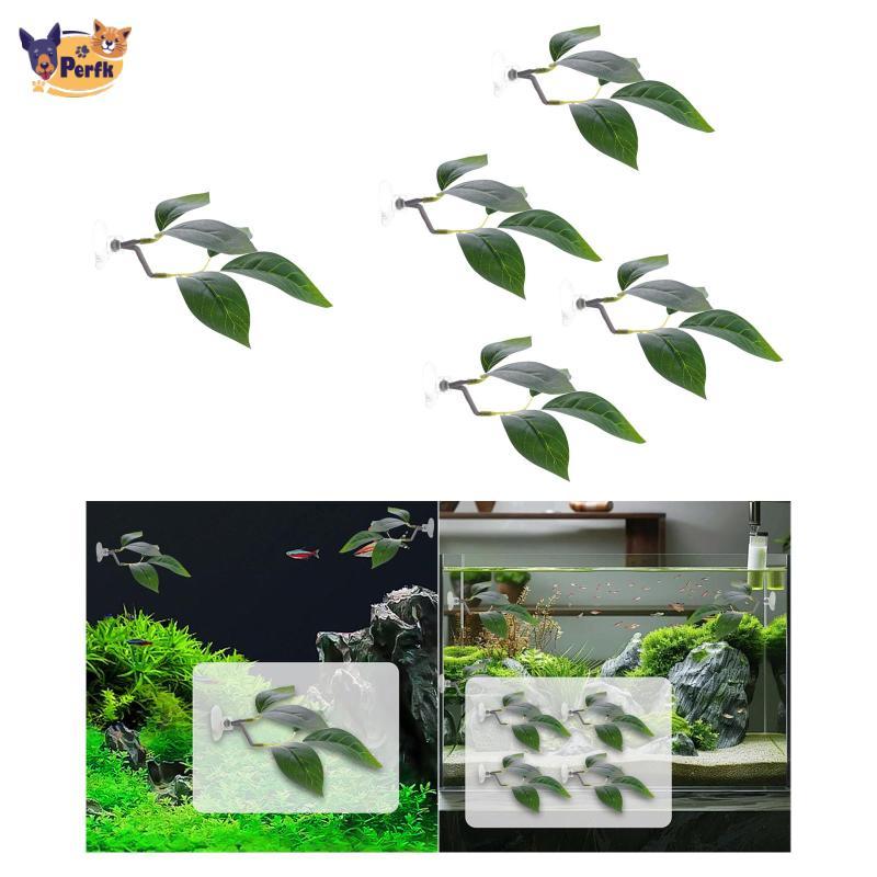 Ferfk Betta Fish Leaf Pad ABS พืชตกแต่งถ้วยดูด Resting Hammock เตียงปลาสําหรับบ่อปลาถาด Aquarium Setup
