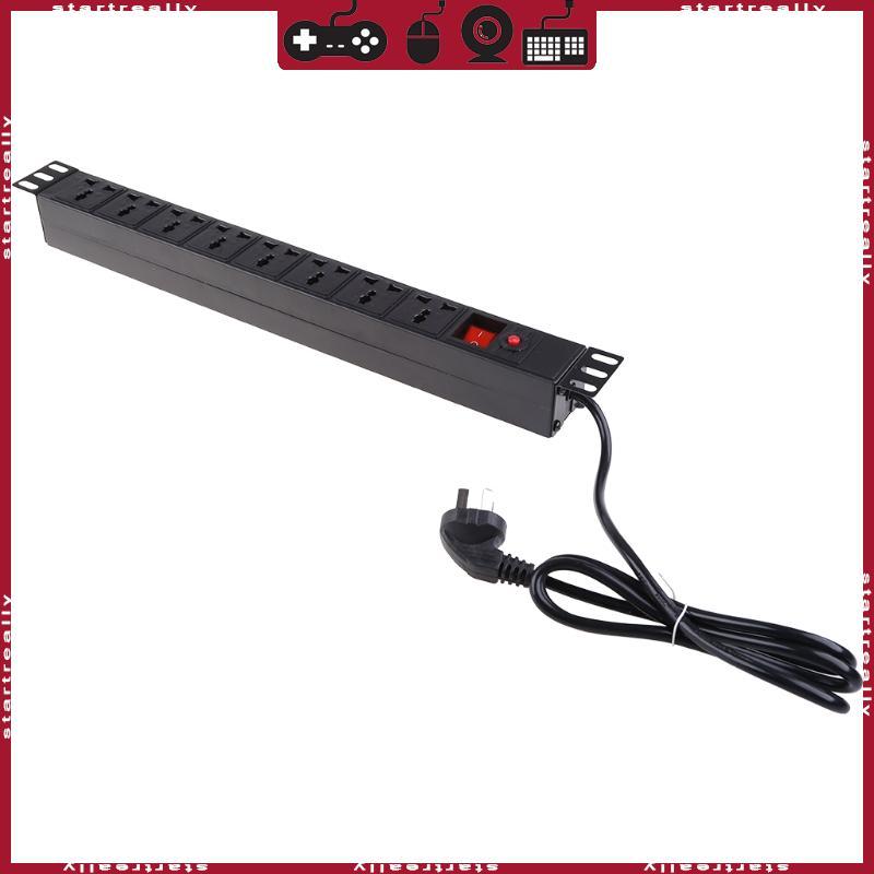 ST 1U PDU Mountable Metal Power Strip 250V 10A Surge Protector 8 Outlet สําหรับ Workbench Nightstand
