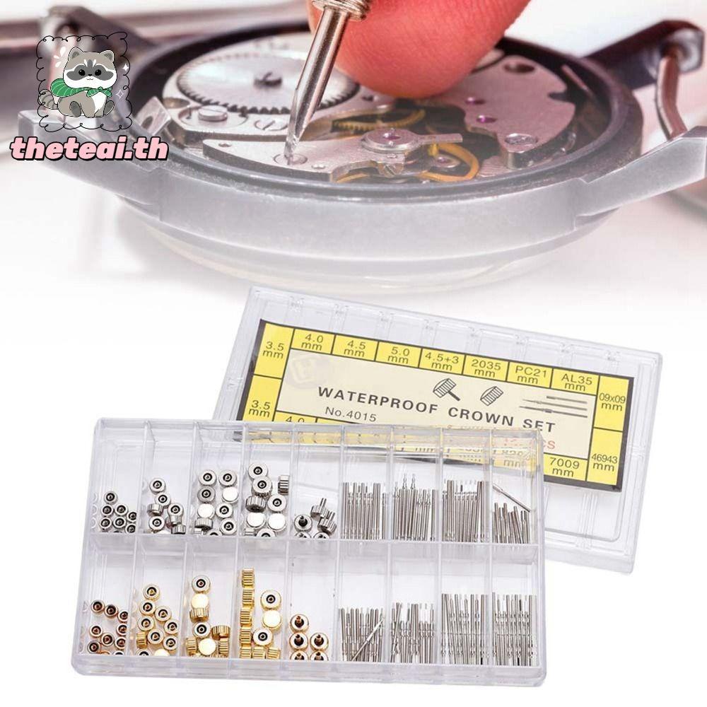 THETEAI Watch Crown, กล่องเก็บของ Assorted Kit เครื่องมือซ่อมนาฬิกา, Divers Spring Bar ชุดนาฬิกาสแตน