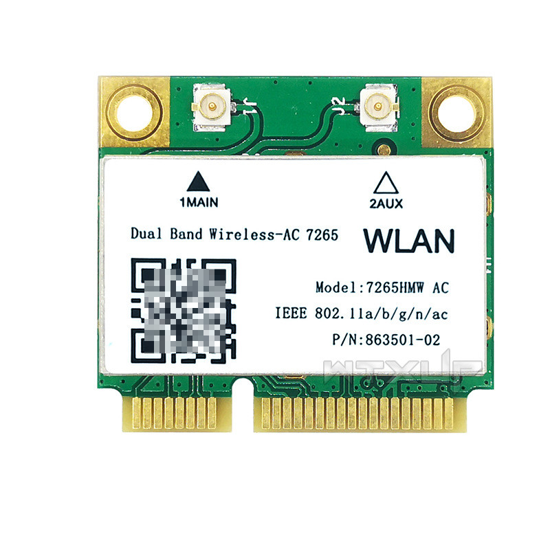 การ์ดไวไฟในตัว Intel 7265HMW AC1200 Mini PCIe - บลูทูธ 4.2, ดวยย่านความถี่คู่ 5G/2.4G