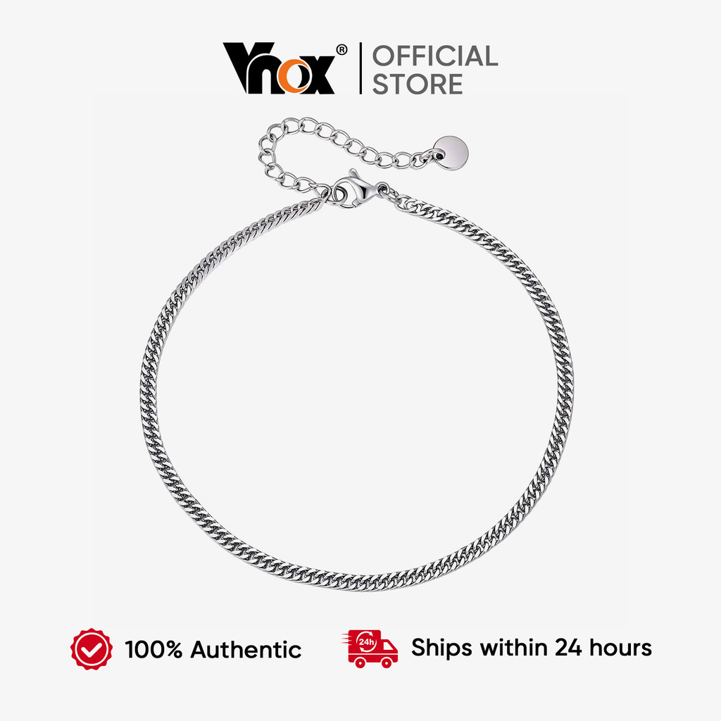 สร้อยข้อมือแบบคิวบันลิงก์ผู้ชาย ทำจากสแตนเลสสตีลสีเงิน ทนน้ำ ใส่ได้ทุกวัน