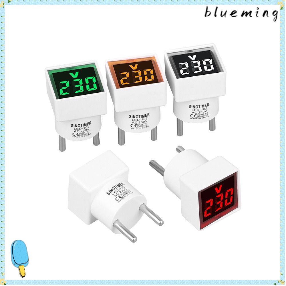 BLUEMING โวลต์มิเตอร์สแควร์, ดิจิตอล 220V/230V เครื่องวัดแรงดันไฟฟ้า, ปลั๊ก EU แบบพกพา LED AC โวลต์ม