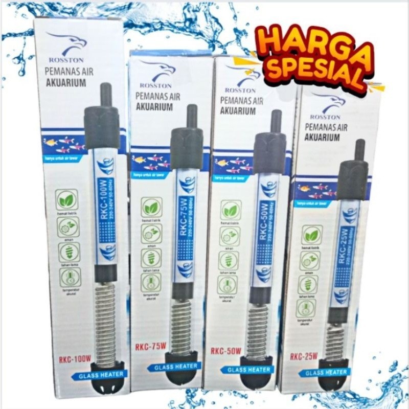 ROSSTON RKC 25watt 50watt 75watt 100watt Glass Aquarium เครื่องทําน้ําอุ่น