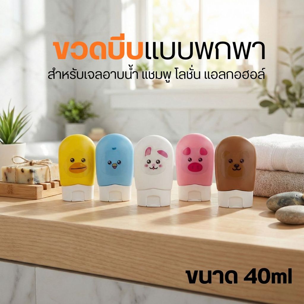 ขวดบีบแบบพกพา ขวดรีฟิล สำหรับเจลอาบน้ำ แชมพู โลชั่น ขนาด 40ml ส่งจากไทย🚚