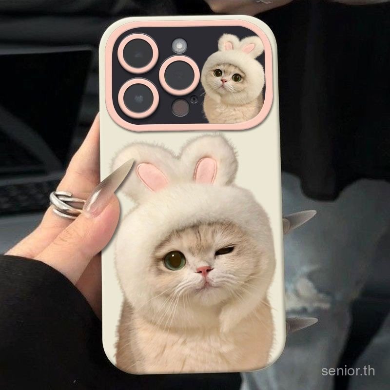 อัพเกรด 17 เคสโทรศัพท์กระต่ายหูแมวเหมาะสําหรับ iPhone 11promax 12promax 11 12 13 14 pro max 15pro 16pro 17pro 17 pro max 14plus กันกระแทกป้องกันกรณี