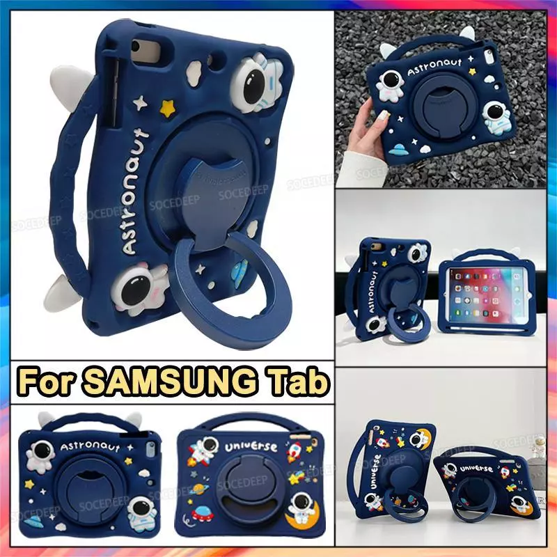 SOCEDEEP สําหรับ Samsung Galaxy Tab A11 SM-X133/X135 2025 Tab A9 SM-X110/X115/X117 8.7 นิ้ว 2023 ปลอก 360°หมุนได้ KickStand เด็กน่ารักการ์ตูนนักบินอวกาศกันกระแทกแท็บเล็ตฝาครอบกรณี