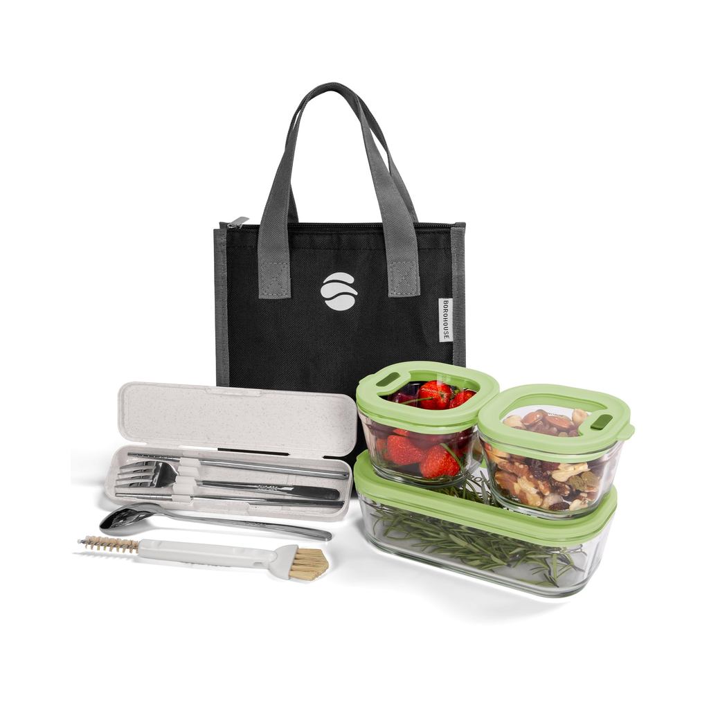 BOROHOUSE Heat-Resistant Glass Food Storage Containers Set (Multiple Sizes Available) - Microwave, O