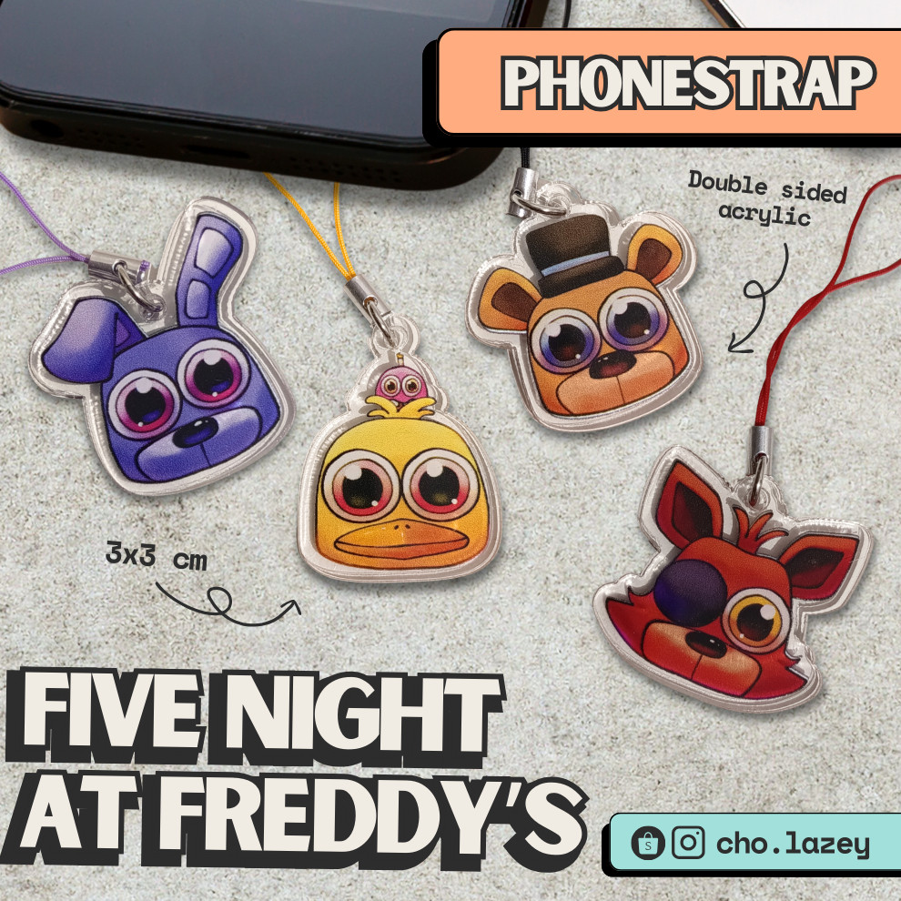 Aksesoris Gantungan HP Handphone akrilk 2 sisi Five Nights ที่ Freddys FNAF ภาพยนตร์โทรศัพท์
