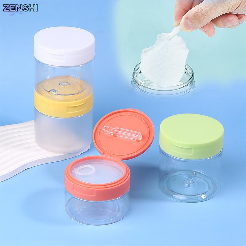 Zenshiaa 200-350ml Makeup Remover Pad Jar พร้อมแหนบรอบขวดคอนเทนเนอร์ใสขวดเปล่าปากกว้าง Flap ขวดโลชั่นเก็บ