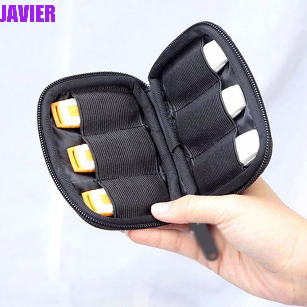 JAVIER แฟลชไดรฟ์ Organizer สีดํา Travel U Disk Holder กันกระแทกพร้อมซิป Neoprene U Disk Bag