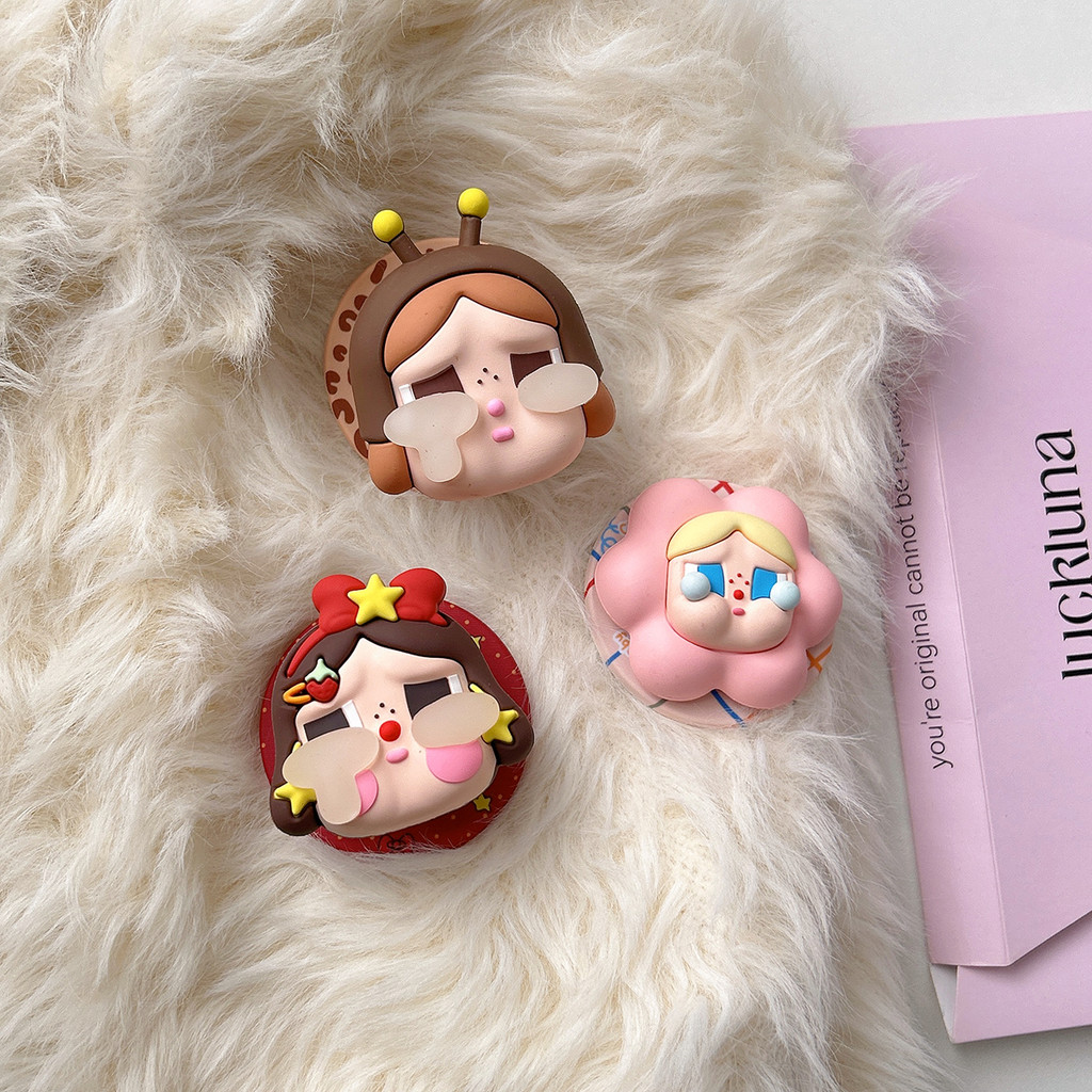 ตุ๊กตาซิลิโคนลายการ์ตูนน่ารักพร้อมฐานแม่เหล็กในการยึดเกาะที่แข็งแกร่งถุงลมนิรภัยตั้งโต๊ะแบบยืดได้