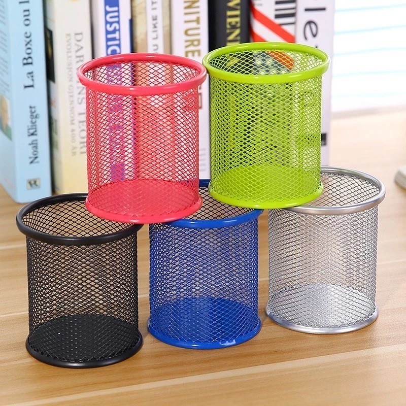 Mplus Metal Pen Holder Mesh Round / Square Multicolor