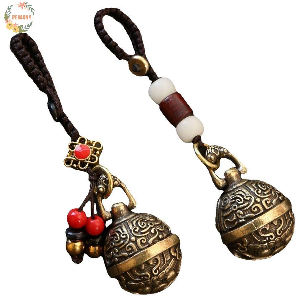 PEWANY Mantra Bell พวงกุญแจทองเหลืองวินเทจ Handmade เชือกห้อยรถผู้หญิง