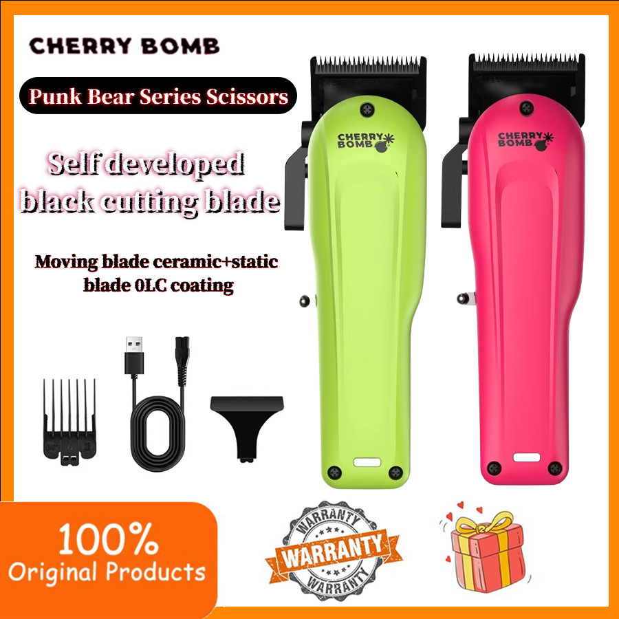 Cherry Bomb CB fans push Punk Bear Pink Oil Head Electric Scissor Professional Gradient Hair Clipper