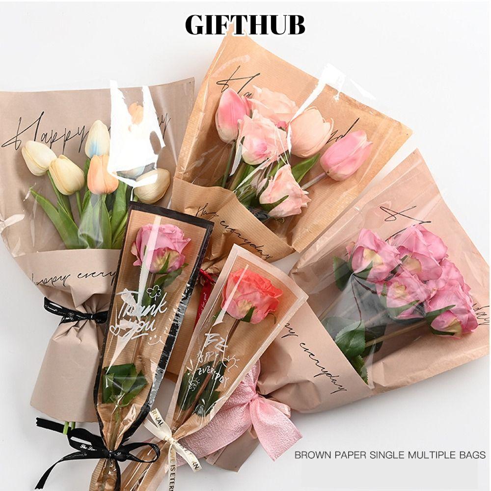 LULLABY 20/30PCS Rose Packing Sleeve Bag, Plastic Bouquet Packing Bag, Wrapping Sleeve Single Rose F