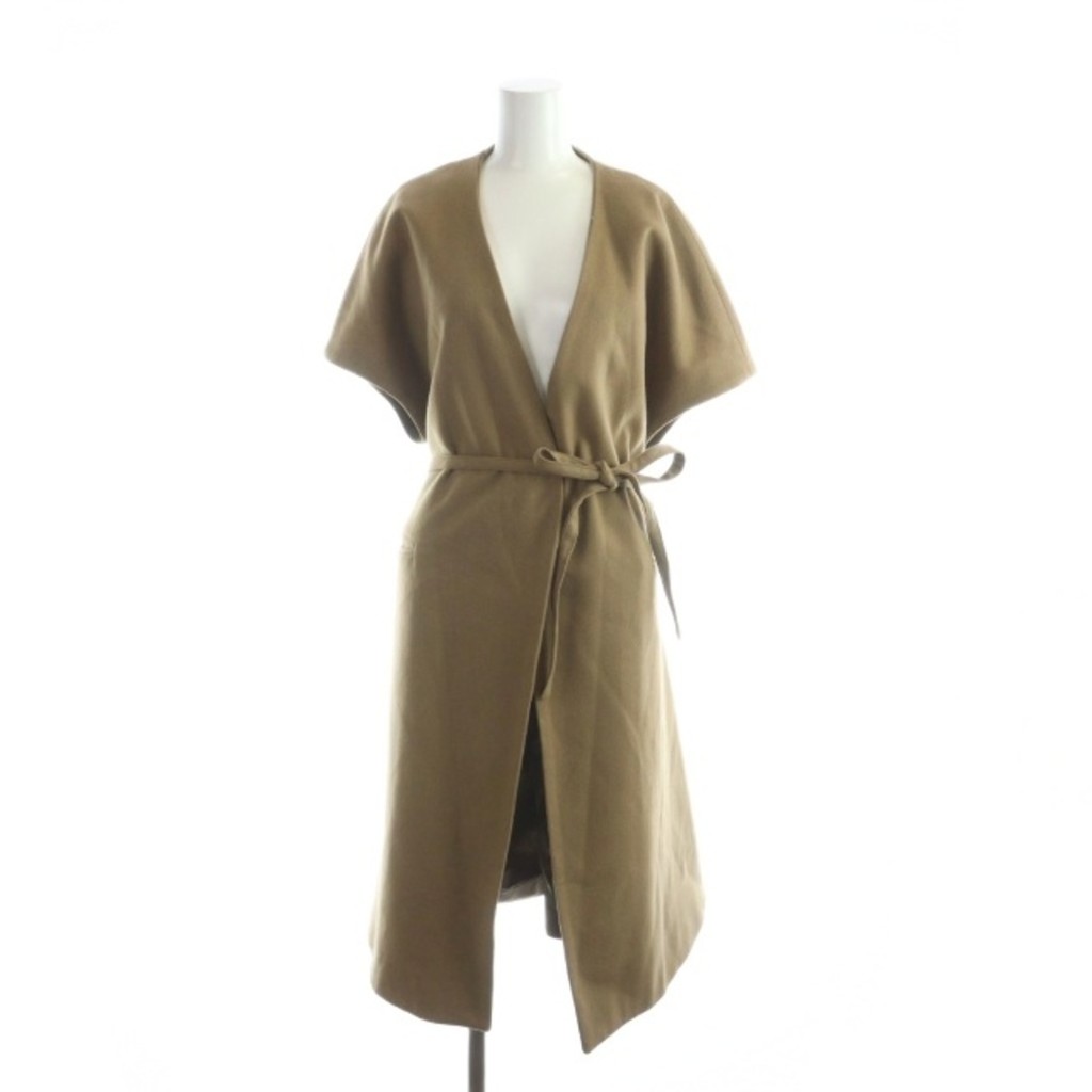 ELLA Coat Sleeveless v-neck wool Long brown Direct from Japan Secondhand