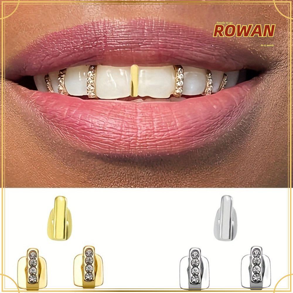 ROWANTH Set 3 ชิ้น Hip Hop Grillz เพชรสังเคราะห์และซีรikon สำหรับทั้งผู้หญิงและผู้ชาย