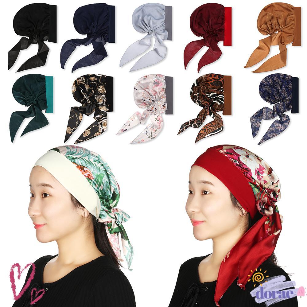 DORAE Cancer Head Scarf Women Pre-Tied Print Elastic Chemo Pirate Cap