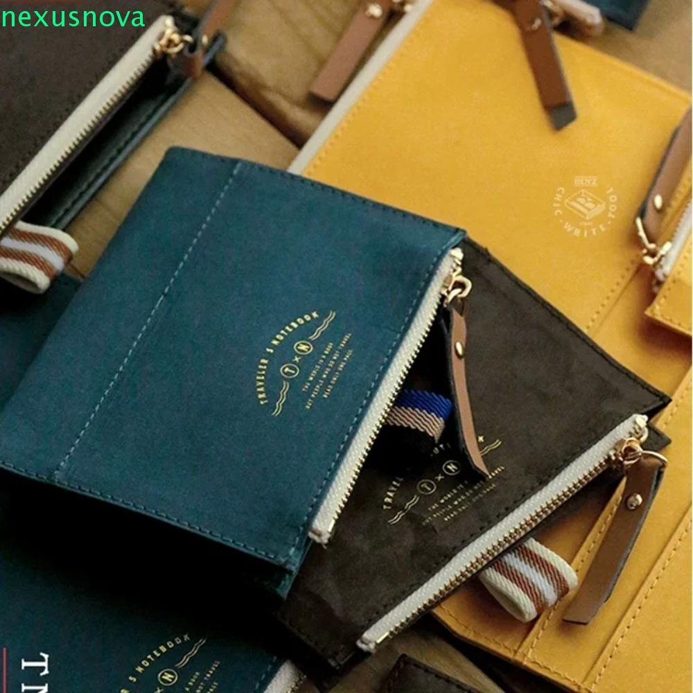 NEXUSNOVA Vintage Storage Bag for Notebook, Paper Card Bag Travel Notebook Storage Bag, Retro Zipper