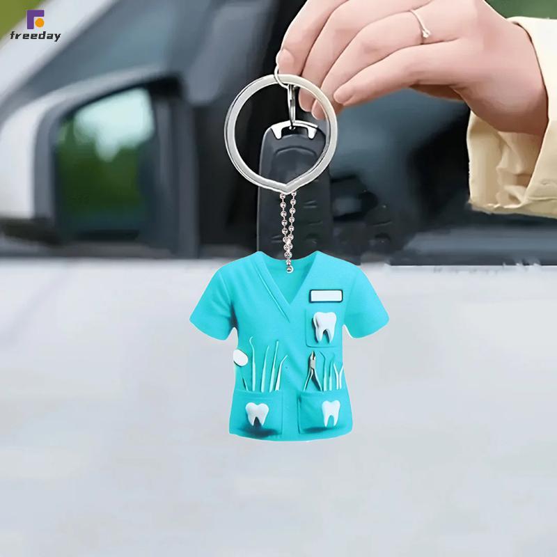 Available Chic ทันตแพทย์เครื่องแต่งกายจี้พวงกุญแจ,Doctor Themed 2D แบนอะคริลิคเครื่องประดับ Charm,แข