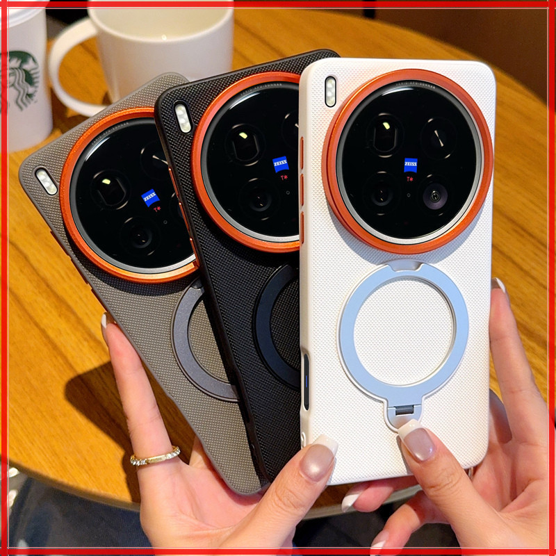 วงเล็บหมุนเคสโทรศัพท์แม่เหล็กสําหรับVivo X200 Ultra/Pro Mini X200S X100S Pro X100 Ultraโลหะกรอบฝาครอบป้องกันHigh Endปุ่มโลหะอิสระ