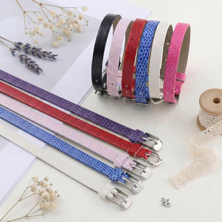 St.kunkka 1 เส้น สายรัดข้อมือหนัง PU ลายงู 22cm ปรับระดับได้ สำหรับใส่ตัวรีด DIY ทำสร้อยข้อมือแฟชั่น อะไหล่เครื่องประดับ