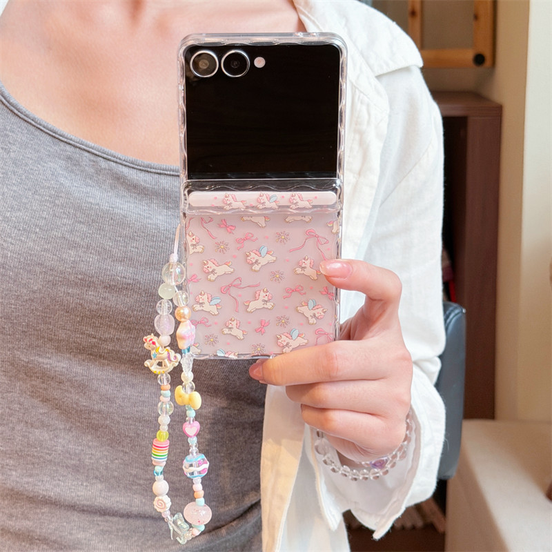 Rainbow Horse สร้อยข้อมือแม่เหล็ก Central Axis Wave ออกแบบเคสโทรศัพท์สําหรับ Samsung Galaxy Z Flip 7