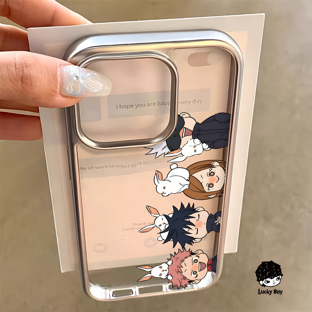 สําหรับiphone 18 Pro Max 17 Jujutsu Kaisen 16 15 14 13 12 11 Pro Max 8 7 Plus X XR Xs Maxนุ่มหรูหราElectroplatedกรอบโปร่งใสเคสโทรศัพท์