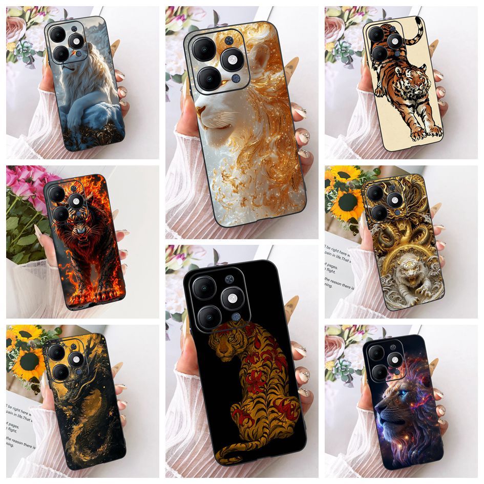 ปลอกสําหรับ Itel A90 A6610L ฝาครอบ Cool Dragon Lion Tiger การ์ตูนนุ่มสีดํา TPU ซิลิโคนเกราะป้องกันสํ