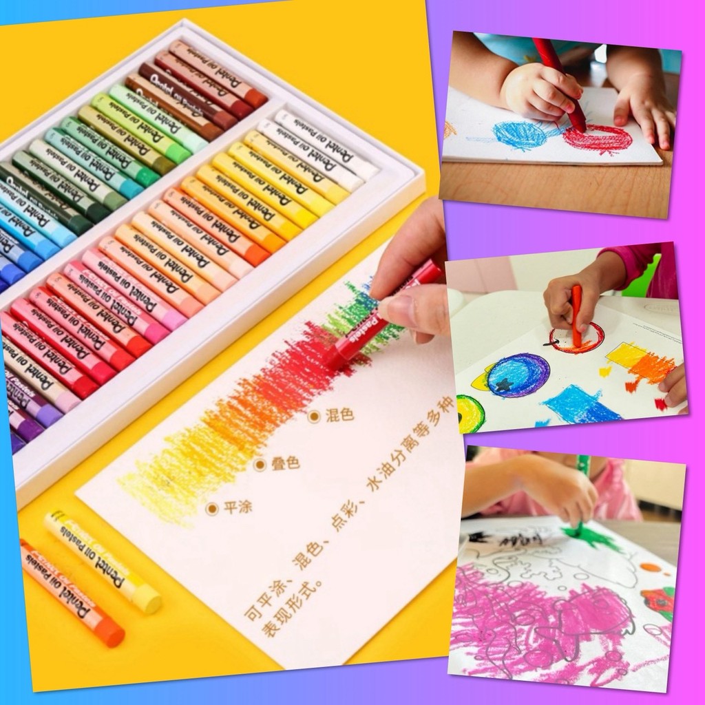 ❤ สีเทียน Oil Pastels ปลอดสารพิษ วาดภาพ ระบายสี งานศิลปะ รุ่นอัพเกรด เนื้อสีเนียนนุ่ม เขียนระบายง่าย สีสดใส ติดกระดาษ ❤