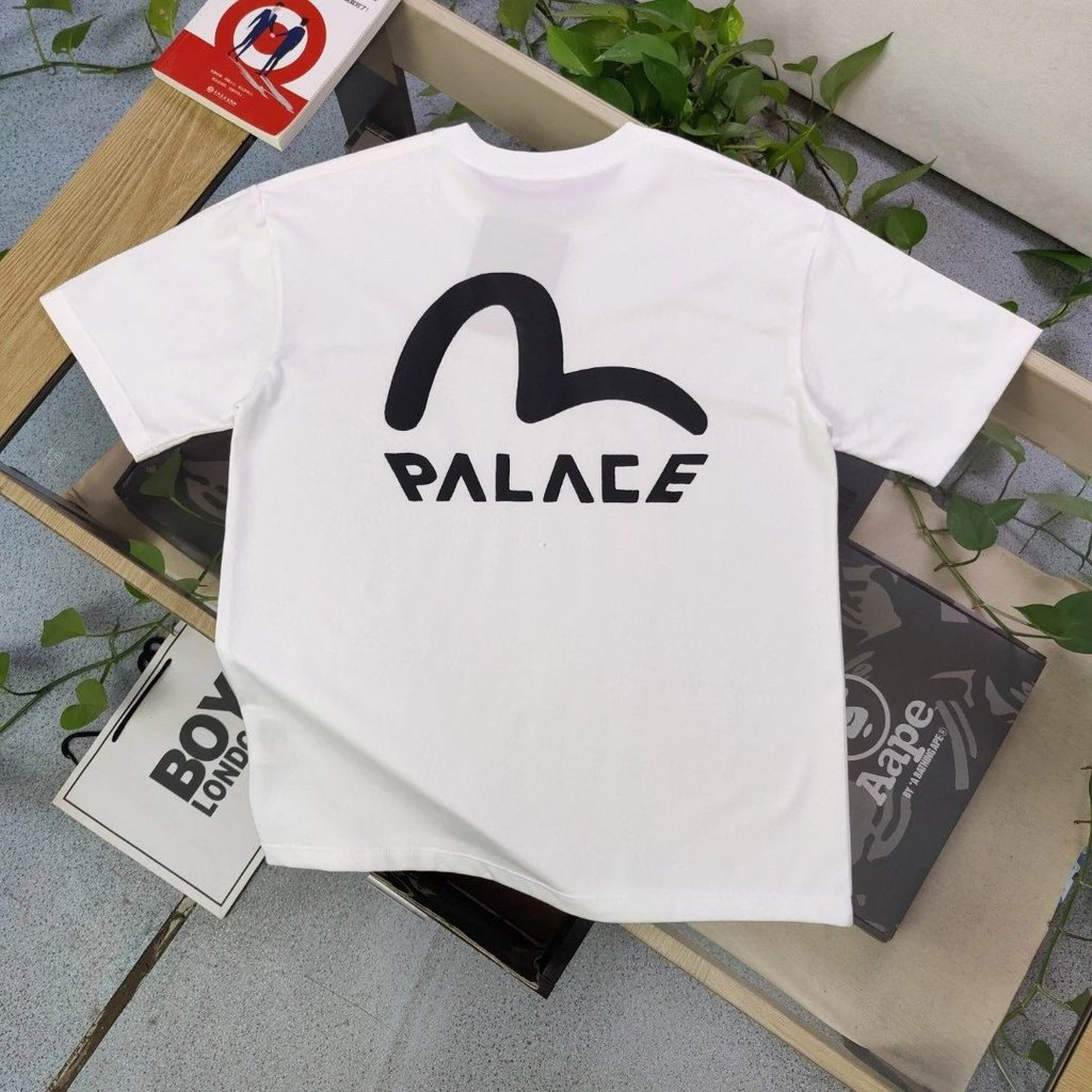 Ev & isu2026 เสื้อยืดคอกลมแขนสั้นสไตล์คู่ผู้ชาย Raglan แขนรอบคอ Street สไตล์ Casual สีสันผ้าฝ้ายแท้ 