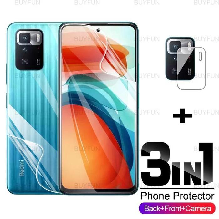 LAYAR ป้องกันหน้าจอสําหรับ Poco X3 GT + Poco F3 GT + Redmi 10 + Mi Mix 4 3 in 1 แพคเกจวัสดุไฮโดรเจล 