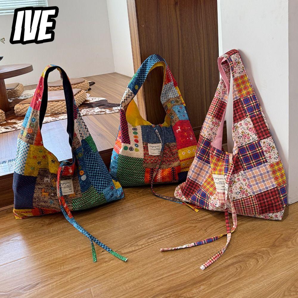 IVEYOUNG Messenger Bag, Canvas Geometric Bohemian Shoulder Bag, Retro Large Capacity Tote Bag Women