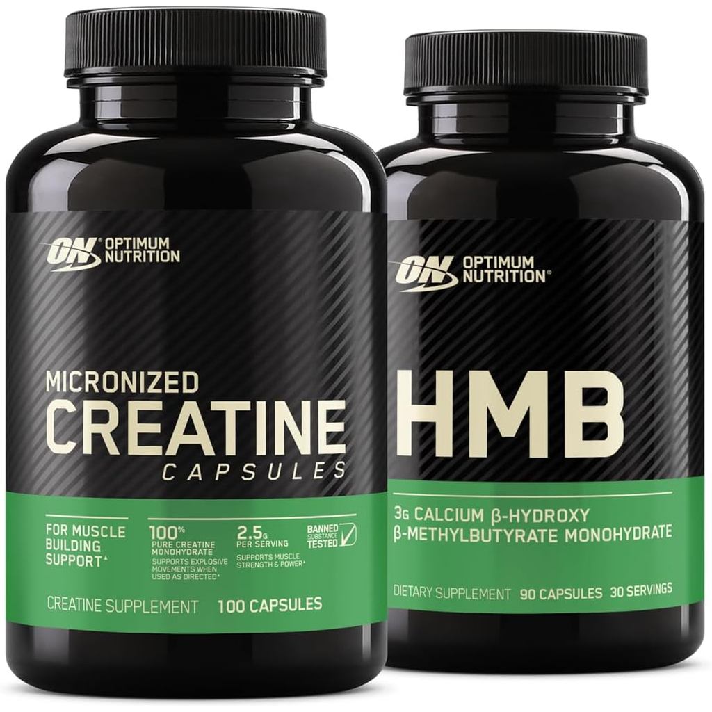 Optimum Nutrition Unflavored Creatine Monohydrate 100 Capsules Bundled with Optimum Nutirtion HMB 90