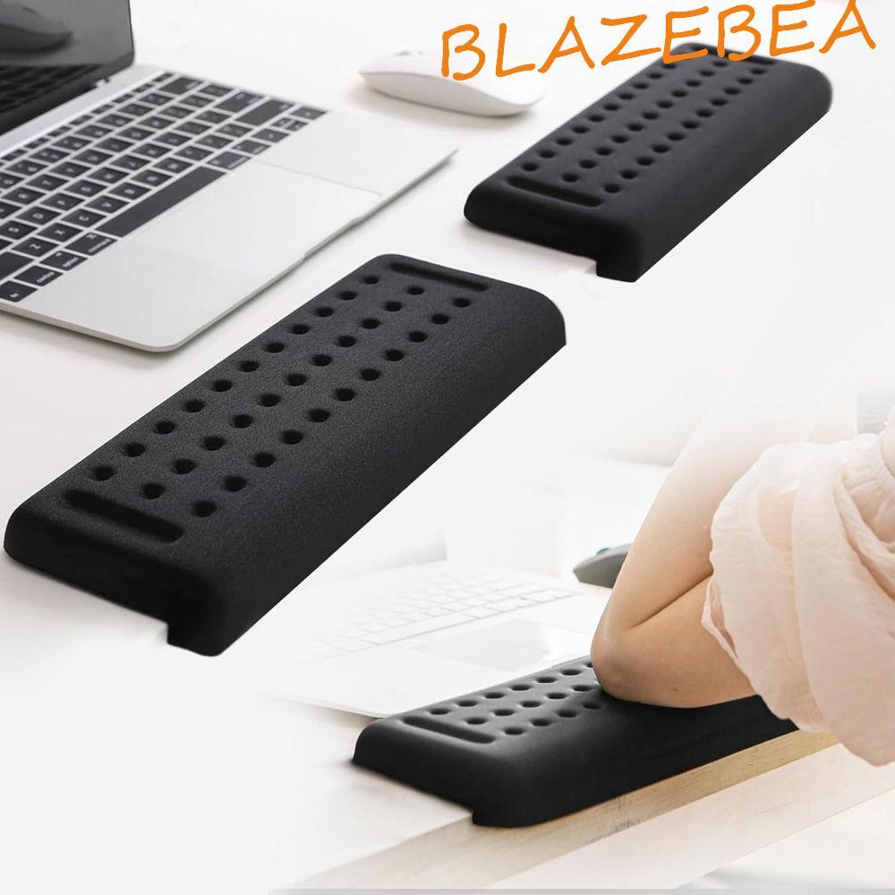 BLAZEBEA 1 PC แผ่นรองข้อศอกโต๊ะ L-Shaped สีดํา รองรับข้อศอก เบาะนุ่มสายรัดข้อมือ เบาะคีย์บอร์ด Hand Rest