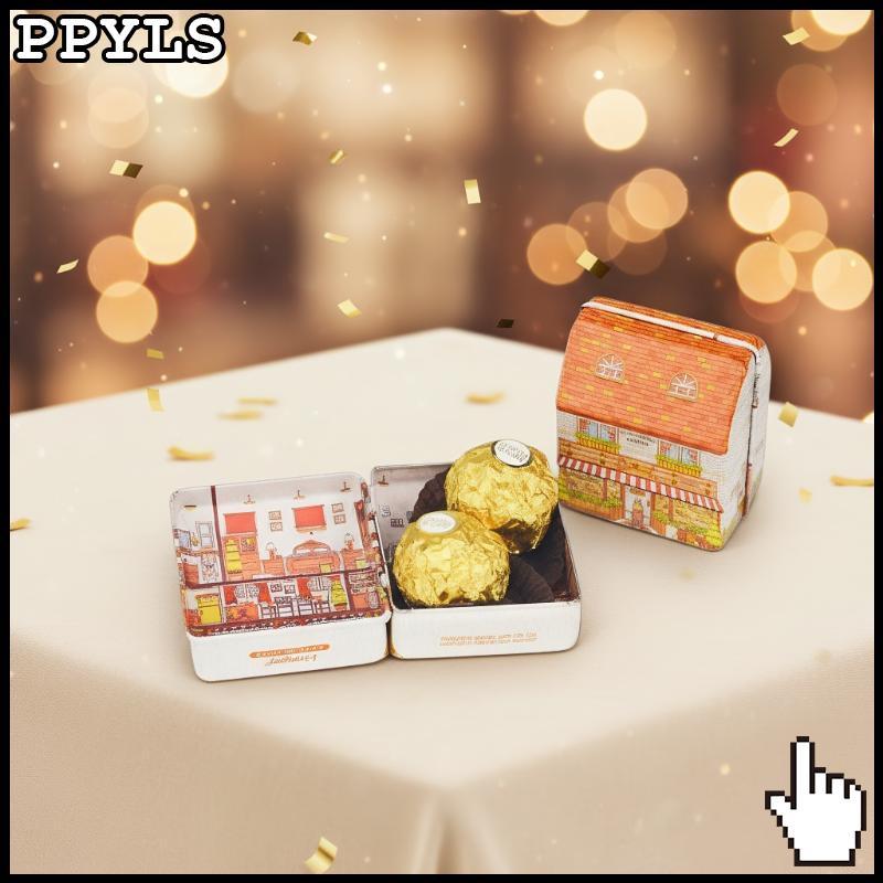 PPYLS 2 ชิ้น Multi-Purpose Organizer Vintage ยุโรป House-รูปกล่องเก็บโลหะบานพับสําหรับสํานักงานตู้กับข้าวทนทานปิดผนึกคอนเทนเนอร์ใหม่