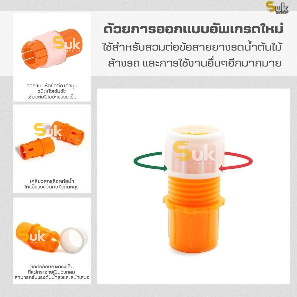 (รุ่นใหม่)ข้อต่อก๊อกน้ำเกลียวสกรูล็อค ทนต่อแรงดันน้ำไม่รั่วไม่ซึม ข้อต่อสายยาง  หัวต่อก๊อกน้ำ ที่ต่อก๊อก ระบบน้ำ กรองน้ำ ราคา ถูกที่สุด ดีลบีเคเค แกลเลอรีภาพที่ 2