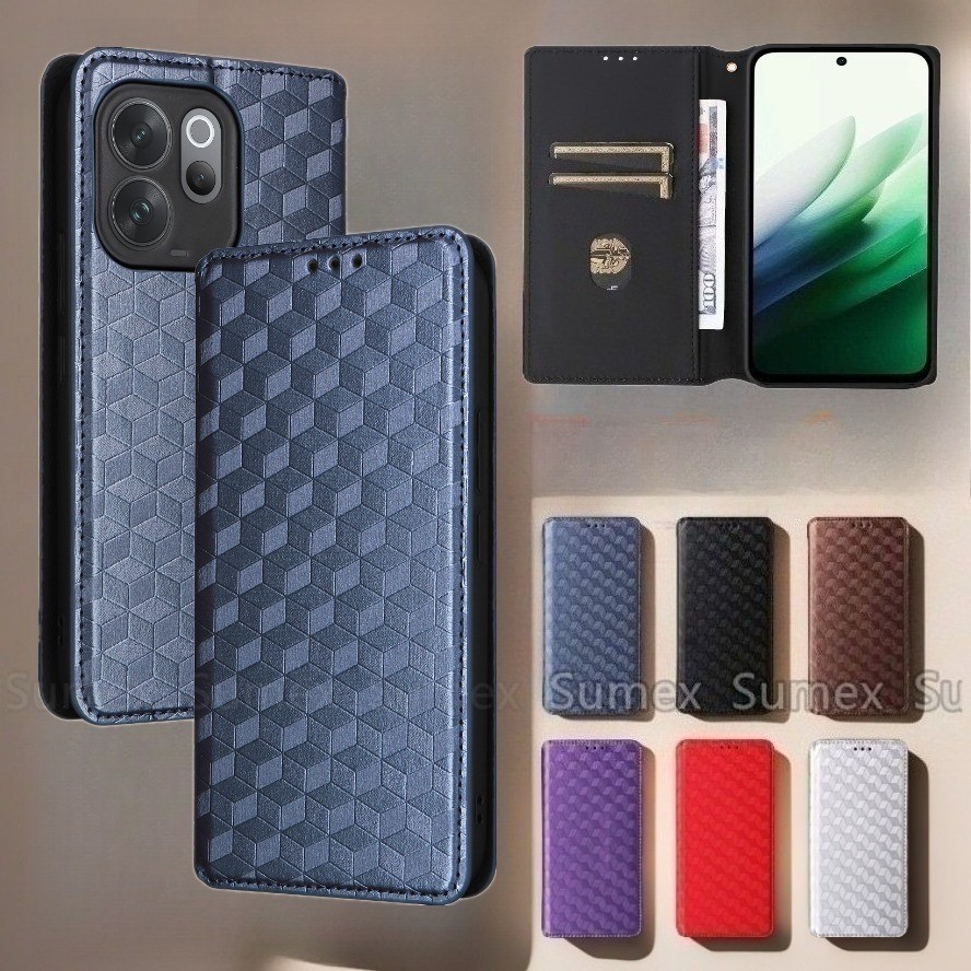 Lattice แม่เหล็กหนังสําหรับ Vivo V70 5G 2026 เคสโทรศัพท์ Stand Holder ช่องใส่การ์ดกระเป๋าสตางค์ปลอกกันกระแทกกันชน VivoV70 FE Elite V2538