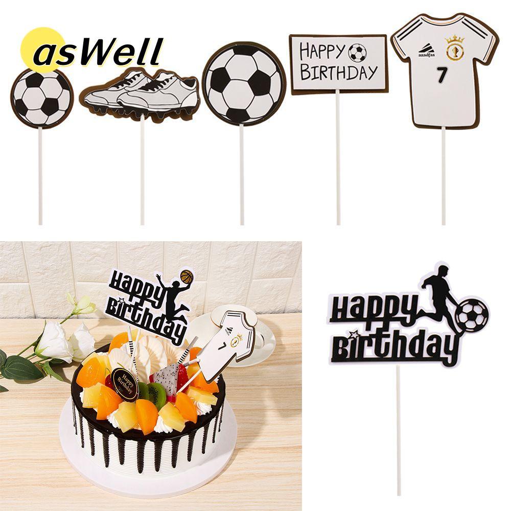 ASWELL ฟุตบอลฟุตบอล Cupcake Topper ธีมกีฬา Party บาสเกตบอล