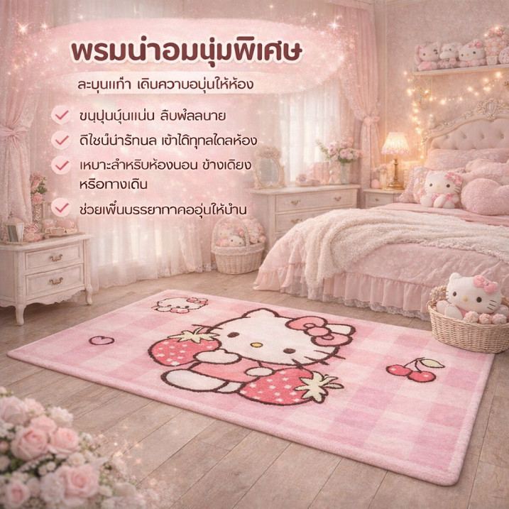 พรมขนนุ่มฟูสไตล์มินิมอล พรมปูพื้นห้องนอนและห้องนั่งเล่น นุ่มสบายเท้า ตกแต่งบ้านสวยหรู