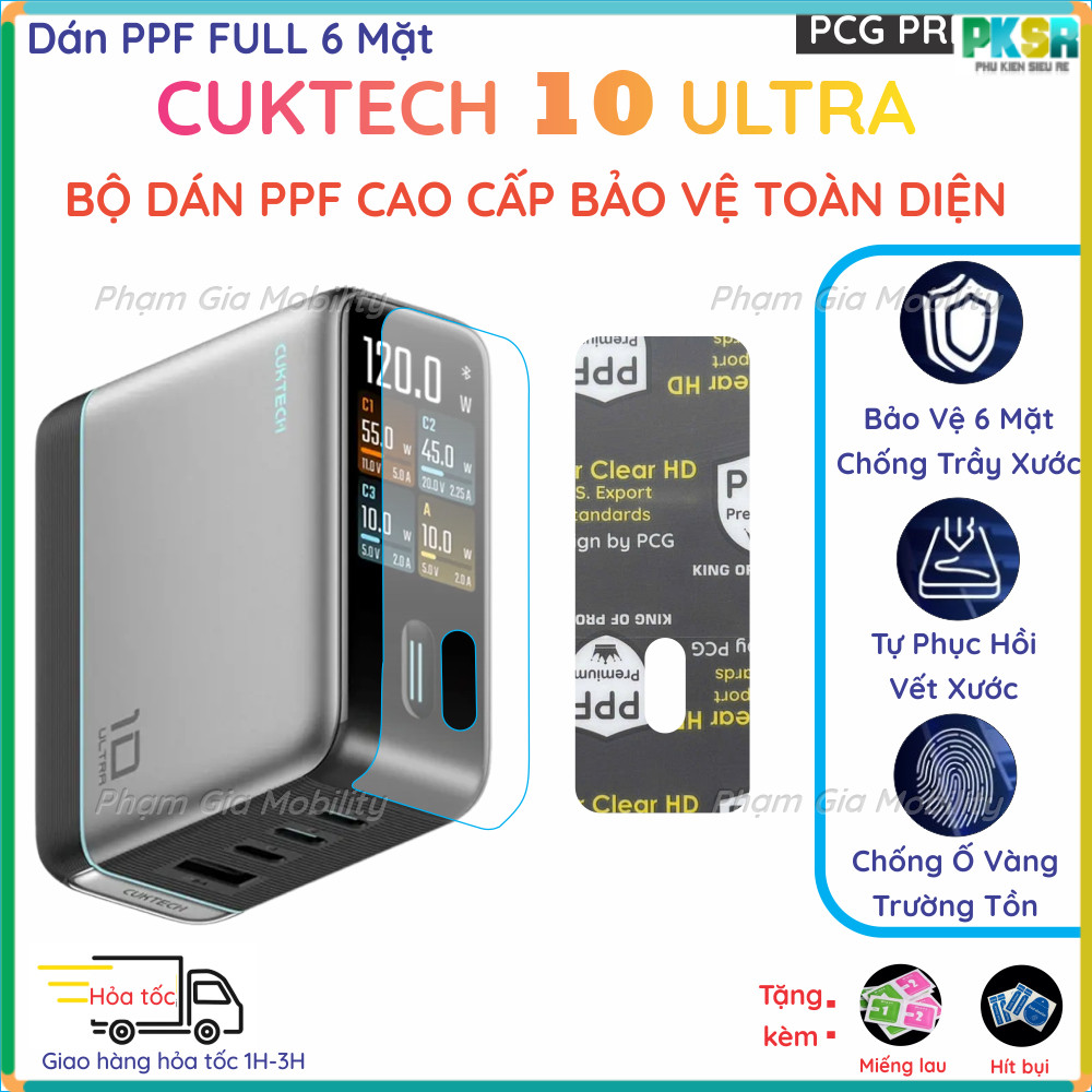 สติ๊กเกอร์ FULL PPF 6 ด้านสําหรับเครื่องชาร์จ Cuktech 10 Ultra 10Ultra - หน้าจอโค้งเต็ม ใส ด้าน Perf