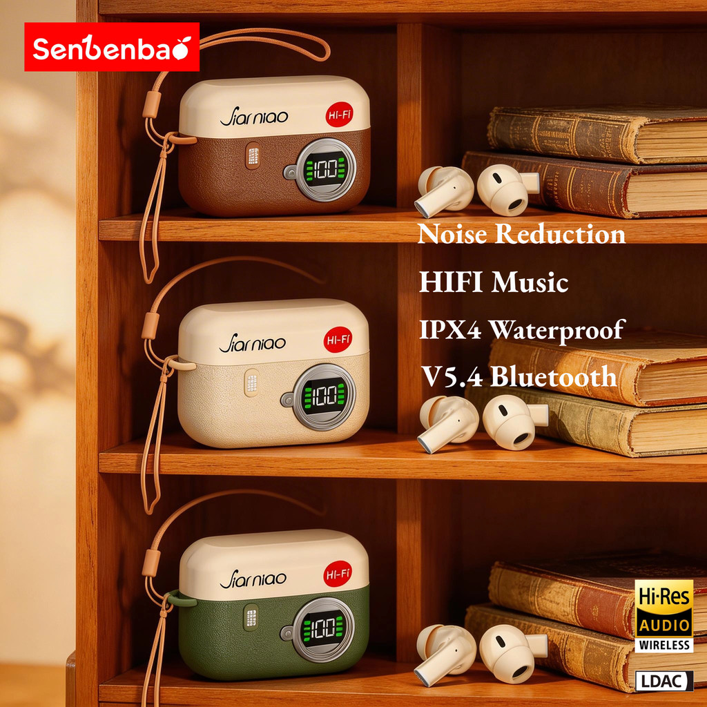 Senbenbao J67 หูฟังไร้สายบลูทูธ Super Battery Life ลดเสียงรบกวน HIFI คุณภาพเสียง Panoramic จอแสดงผล LED