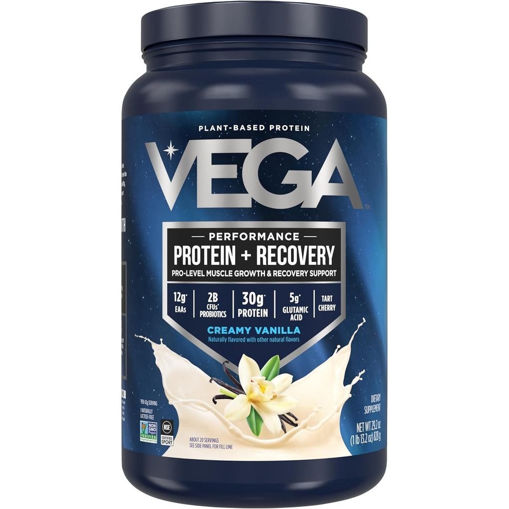 Vega Sport ผงโปรตีนวีแกน รสวาณิลา ประกอบด้วย BCAAs และโปรไบโอติก เขย่าแล้วดื่มง่าย ขนาด 30g x 20 เสิ
