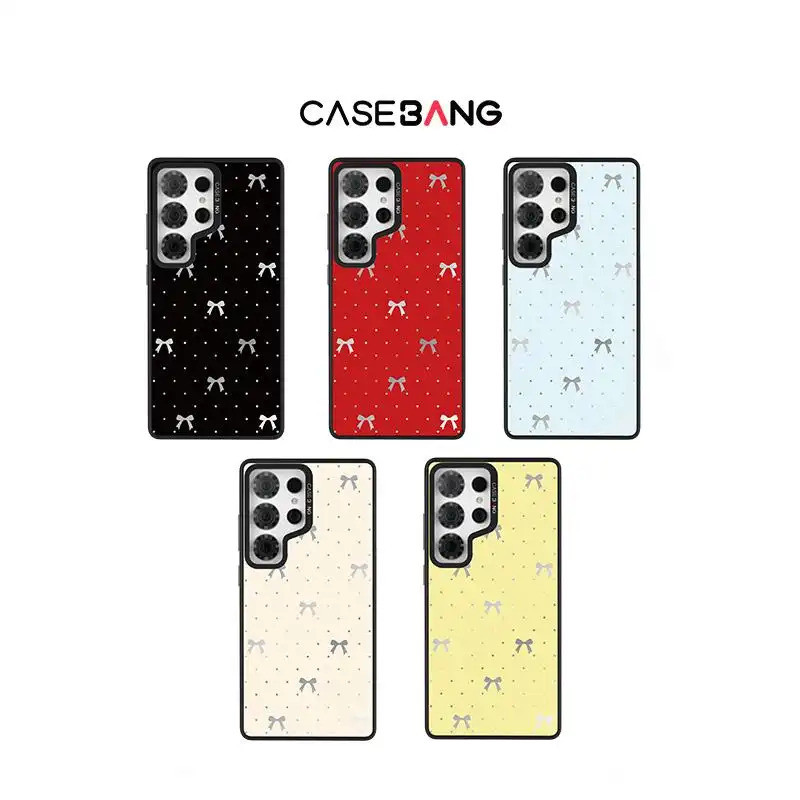 CASEBANG - Polka Dot Bow Series เคส ImagiSnap แบบถอดเปลี่ยนได้ ป้องกันการตกหล่นทหาร เข้ากันได้กับ Samsung S24–S26 Ultra