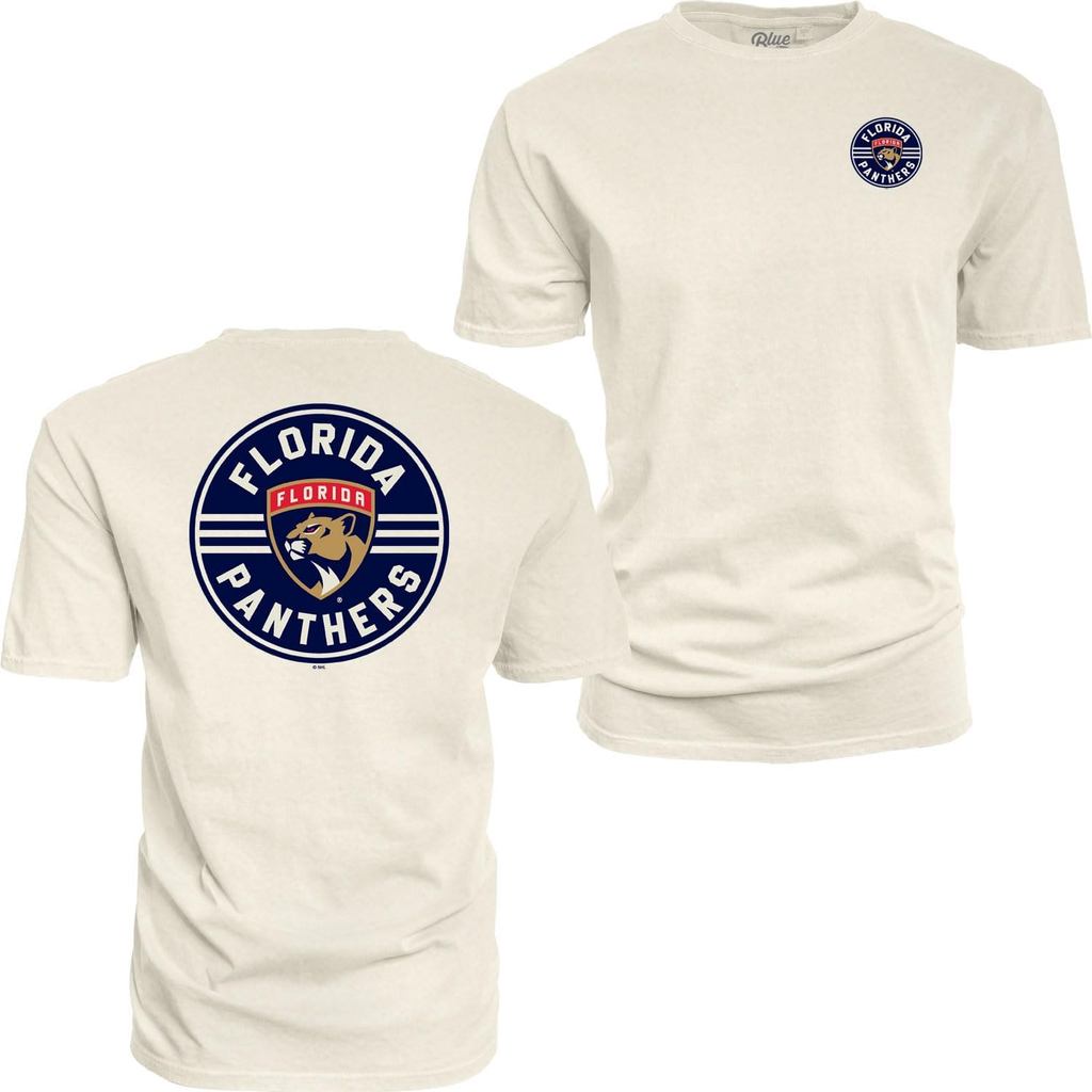 เสื้อยืด Blue 84 NHL สำหรับผู้ใหญ่ทุกเพศ ได้รับการอนุญาตอย่างถูกต้องจาก NHL ลายวงแหวนด้านหน้า/ด้านหล