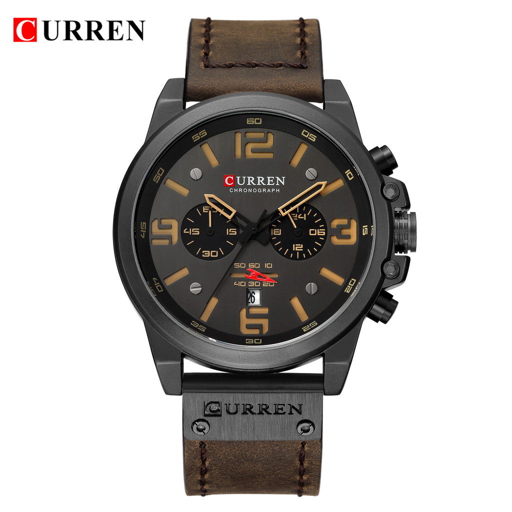 CURREN/Carryan8314Men's Business Leather Belt Watch Waterproof Calendar Casual Quartz Watch