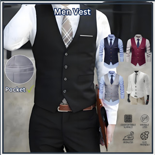 ผู้ชายอย่างเป็นทางการเสื้อกั๊กสูทเสื้อกั๊กสําหรับผู้ชายเดี่ย…