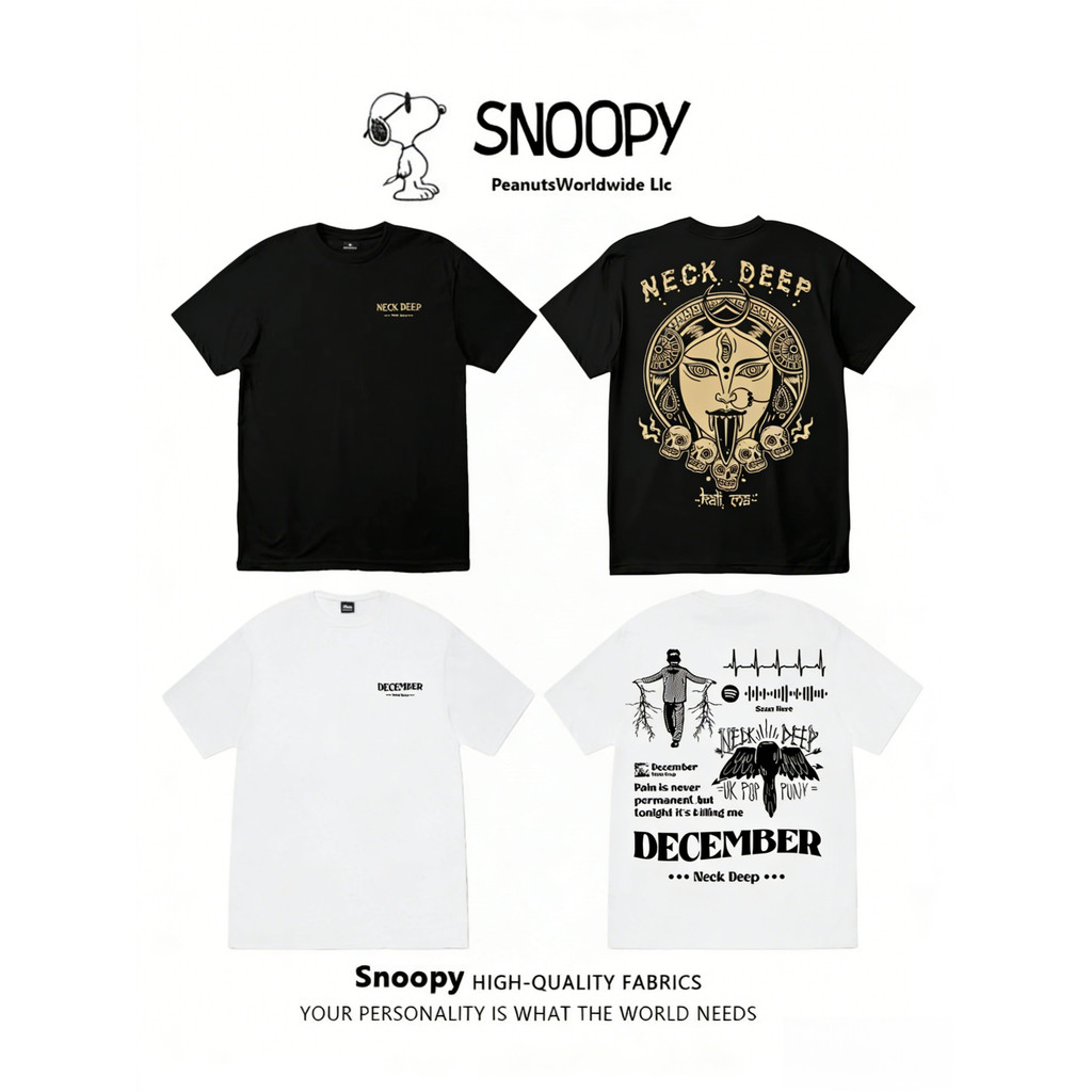 เสื้อยืดพิมพ์ลาย Neck Deep: December - สำหรับคนรักดนตรี ทำจากผ้าฝ้ายหนา สวมใส่ได้ทั้งชายและหญิง