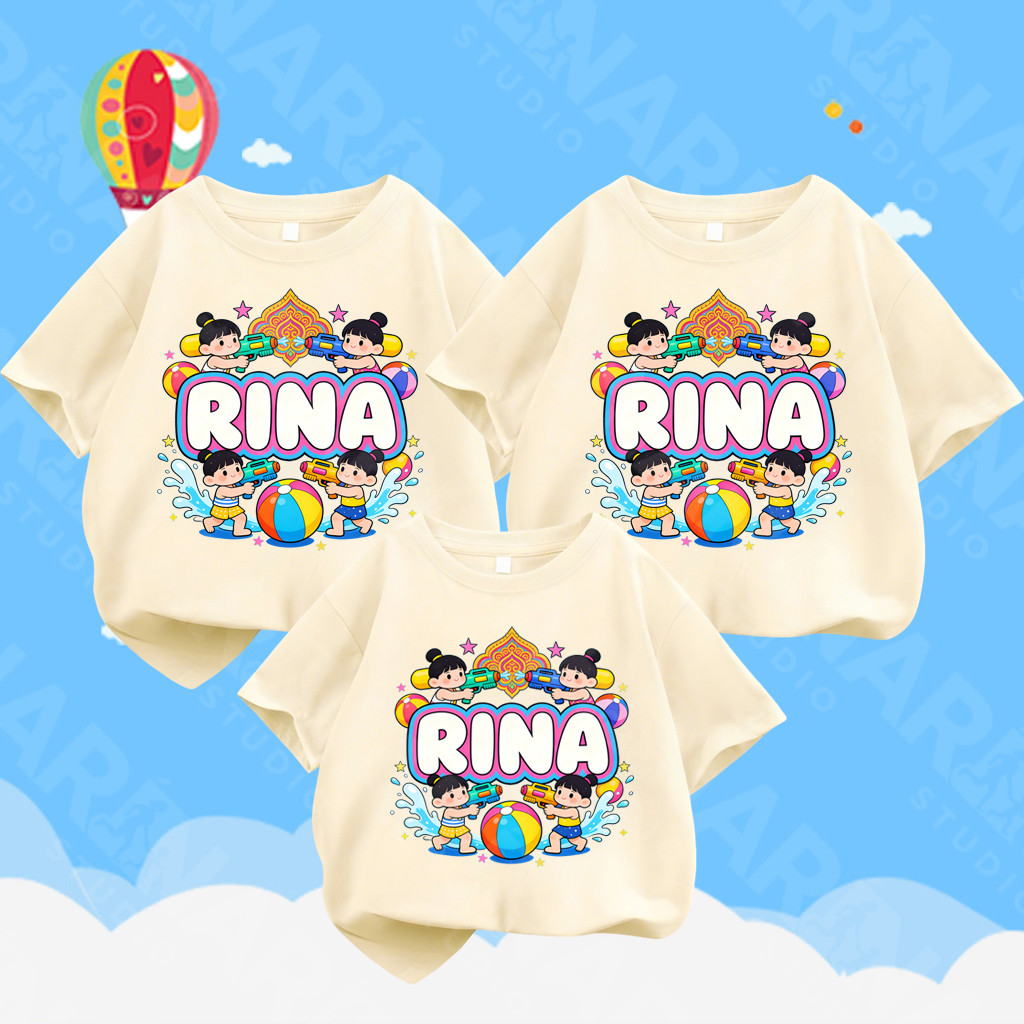 🔥พร้อมส่ง&COD🔥RINA STUDIO🔥 ชุดครอบครัวสงกรานต์ 2026 ลายฮาวาย โลโก้ RINA พิมพ์ลายสงกรานต์#5