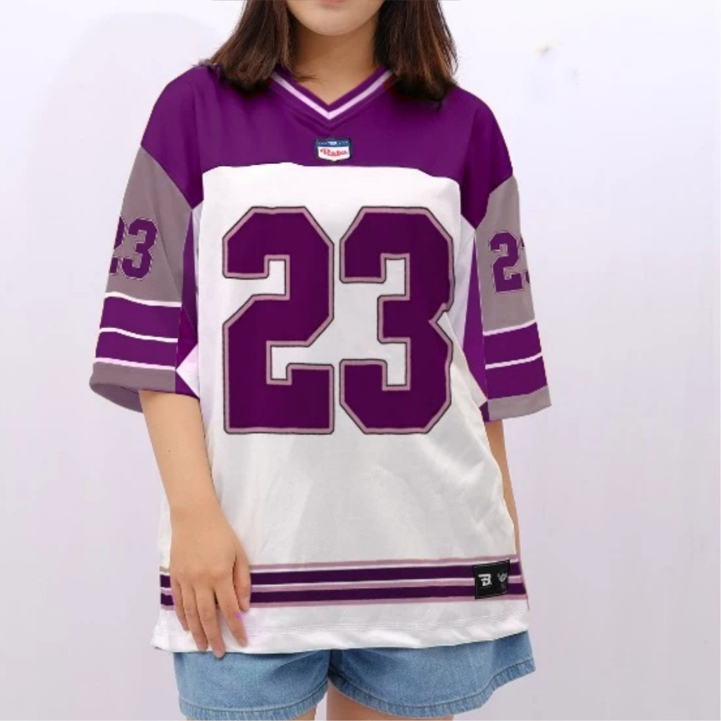 MERAH Custom Name & Number Jersey - Oversize Boxy Fit Retro Style | มรกต สี Maroon สีส้ม แดง 0FL0